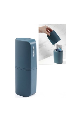 Sones İş Seyahatleri İçin Taşınabilir Diş Fırçası Kapları Kapaklı Yaratıcı Ağız Suyu Kapları, Stil: Alt Şişe Olmadan Koyu Mavi