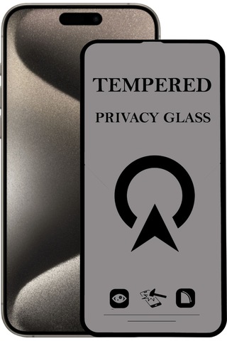 Apple iPhone 15 Pro Max Uyumlu İle Tam Kaplayan Privacy Hayalet Temperli Ekran Koruycu Cam