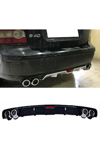 Volvo S40 Siyah Difüzör 4 Krom Egzoz Görünümlü Difizör Arka Ek Body Kit