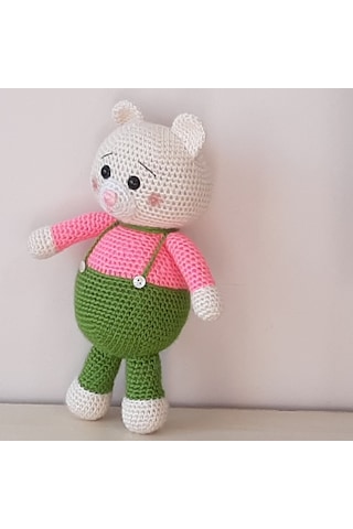 Amigurumi Örgü Oyuncak Renkli Ayı Yeşil