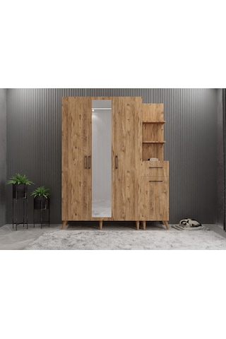 Açelya Portmanto Vestiyer Ayakkabılık Çam 140cm - Montaj Dahil M3