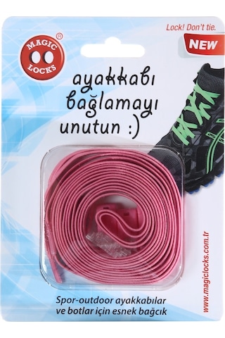 Magic Locks Akılı Elastik Yassı Bağcık-Pembe Pembe