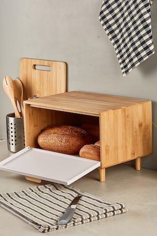 Eligio Bambu Ekmek Dolabı Beyaz