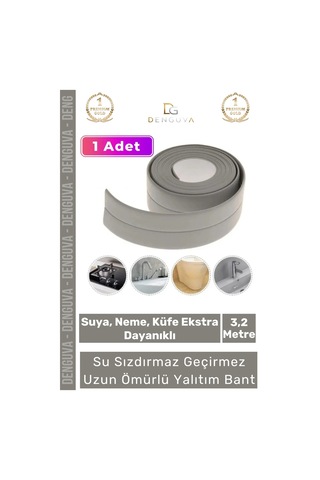 Premium Su Geçirmez Sızdırmaz Dayanıklı Pvc Yağ Kenar Küf Önleyici 3.2m Gri İzolasyon Bant 1 Adet