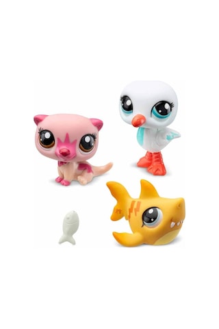 Littlest Pet Shop Minişler 3 Lü Figür Seti S1 - Su Samuru Martı Köpekbalığı - 5 Cm