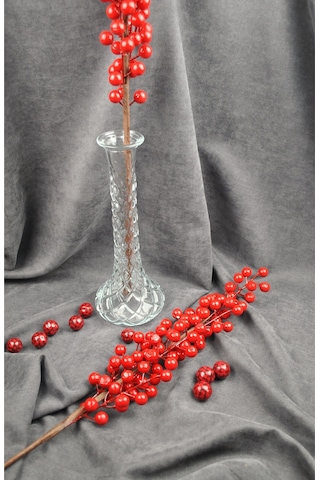 1 Adet Dal Uzun 65 Cm Yapay Kokina Çiçeği Dekoratif Yılbaşı Çiçek New Year Christmas Kırmızı