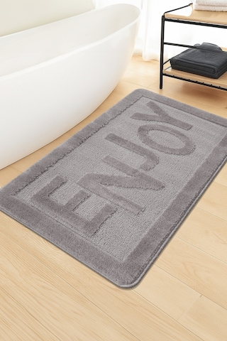 Doğal Kaymaz Taban Banyo Paspas Uzun Ömürlü Yumuşak Dokulu Su Emici Yıkanabilir Enjoy 60x100 Gri