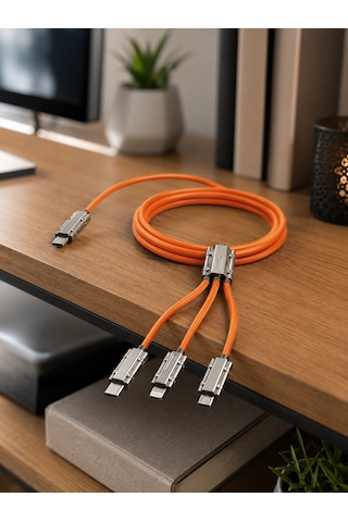 Usb Typec, Lightning Ve Micro Usb Uyumlu 3'ü 1 Arada Hızlı Şarj Kablosu