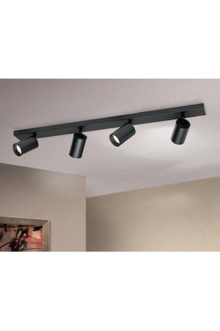100 Cm Gu10 Dörtlü Siyah Metal Gövde Hareketli Başlık Led Spot Av