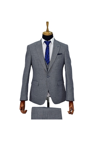 Erkek Regular Fit Yelekli Çift Yırtmaçlı Takım Elbise Bgl-St03824 001