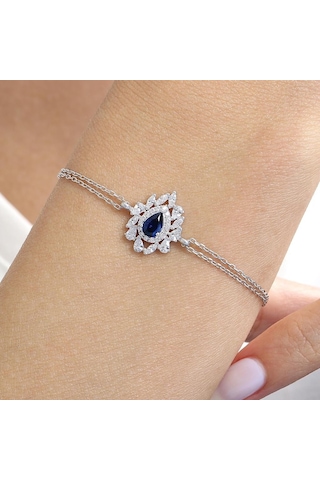 Effective Diamond İstanbul İhtişamı Sentetik Safir Taşlı Gümüş Bileklik