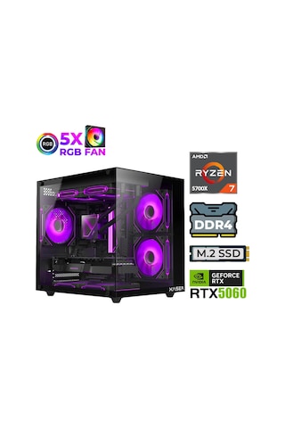 Xaser Sword X50 Eko R7-5700X 16 GB 512 GB M.2 NVMe SSD 8 GB RTX5060 Free Dos Masaüstü Oyuncu Bilgisayarı