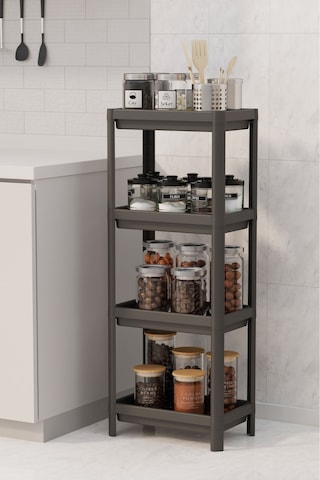 4 Katlı Mutfak & Banyo Raf Ünitesi, Siyah Siyah