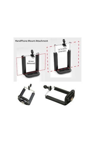 Tripod Bağlantılı Telefon Tutucu Ayarlı Aparat Tripod Monopod Kafa Tutucu Tutma Aparatı Siyah - 857487634