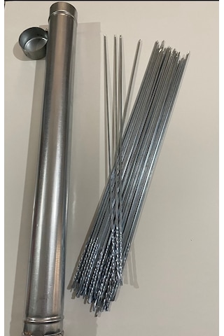 Mobilreyon-25 Adet Kare Ciğer Kuşbaşı Şişi Ve Şiş Kabı- Galvanizli Mangal Şiş Seti 50 Cm