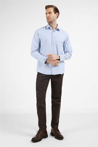 İmza K.mavi-beyaz Çizgili Desen Sert Yaka Uzun Kol Cepli Comfort Fit Pamuklu Gömlek 1004255277 K.mavi - Beyaz