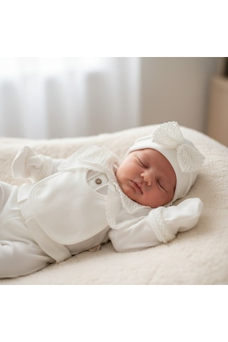 Ürünya Kız Bebek 0-6 Ay 5 Li Set - Beyaz