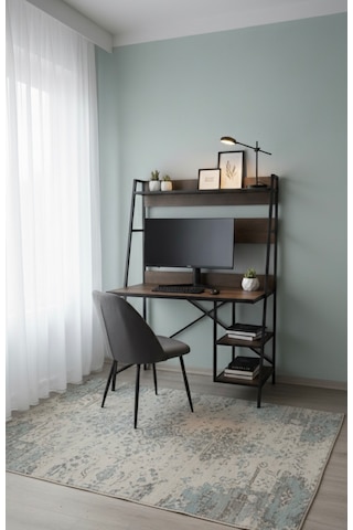 Modern Raflı Çalışma Masası 60x150 - Bilgisayar Ofis Ders Masası Oyuncu Masası Metal Siyah