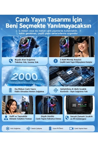 Memo Dl23 2000 Mah Bataryalı Yarı İletken Canlı Yayın Telefon Soğutucu