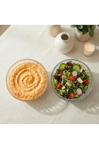 Selen Concept Mira Model El Yapımı Cam Salata ve Meyve Kasesi 2'li Set