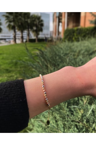 Üç Renk Dorika Toplu Italyan Bileklik N11.1252 Çok Renkli