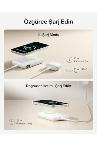 Belkin Ultracharge Pro 10000 Mah Manyetik Stantlı Power Bank, 25 W - Beyaz