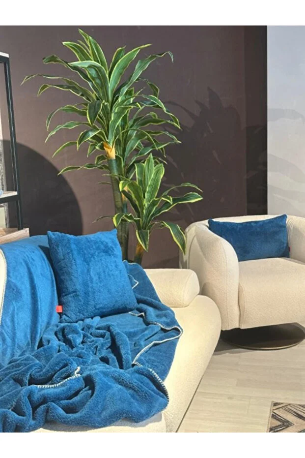 Wellsoft Tek Kişilik Tv Battaniye Ve Kırlent Seti 150 X 200 Cm Mavi