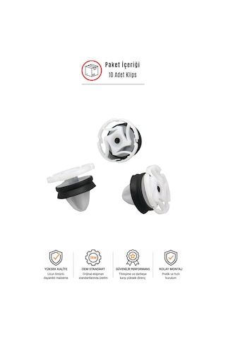 Renault Clio 3-4 Megane 2-3-4 Fluence Symbol Uyumlu Kapı Döşeme Klipsi 10 Adet