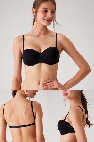 Pierre Cardin Kadın 6027 Pisa Destekli Push-up Straplez Multi Function Sütyen Siyah