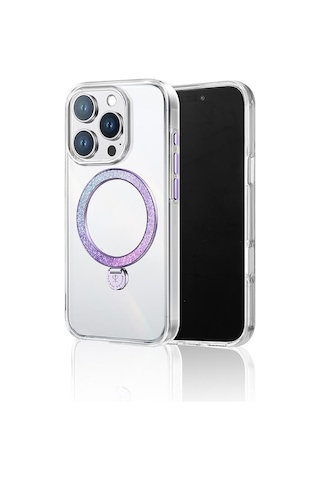 Apple Uyumlu iPhone 15 Pro Kılıf Magsafe Şarj Özellikli Standlı Pynana Dancing Streamer Serisi Kapak - Mor