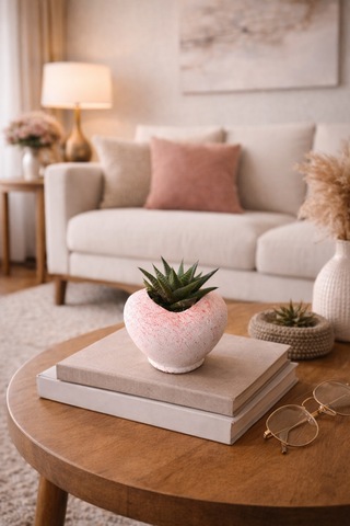 Pembe Kalp Saksıda Sukulent Romantik Canlı Hediye 2 Adet