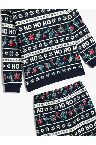 Koton Yılbaşı Baskılı Pijama Takımı Pamuklu Lacivert Desenli 5wlm40032mk Lacivert Desenli Lacivert