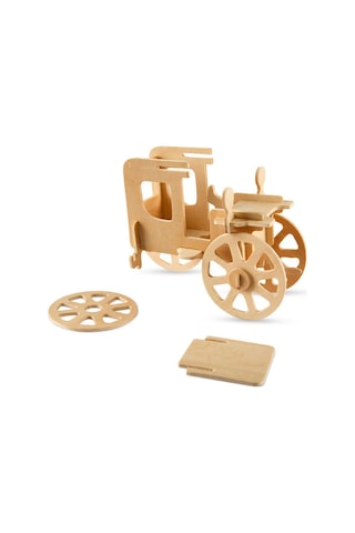 3D Ahşap Puzzle Maket Fayton Araba 19 Parça Woodcraft Constructio