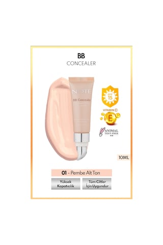 Note Cosmetique Bb Concealer Spf 15 Yoğun Kapatıcı Metal Başlıklı Göz Altı Kapatıcısı - 01 Açık