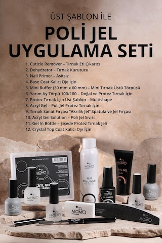 Momo Professional Üst Şablon İle Poli Jel Uygulama Seti