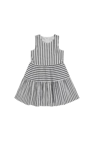 Civil Girls Çizgili Fiyonk Detaylı 6-9 Yaş Elbise - Siyah