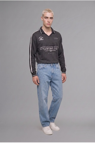 Defacto Boxy Fıt Polo Yaka Baskılı Sweatshirt H4884ax26auar216 Antrasit-ar216
