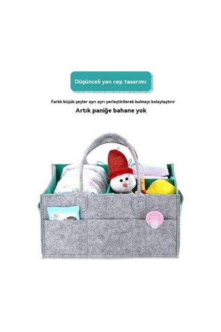 Eternal Luck Keçe Çocuk - Bebek Bakım Çantası Gri - Yeşil