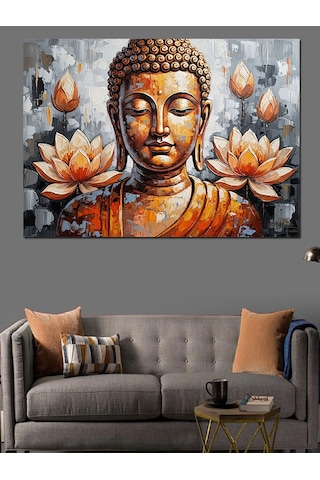 Ahşap Tablo Meditasyon Yapan Buda Ve Lotus Çocuk Odası Tabloları