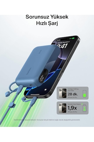 Belkin Bpb027hqbl Boostcharge 10.000 Mah 20w Usb-c Powerbank Dijital Göstergeli Taşınabilir Şarj Cihazı - Mavi Siyah