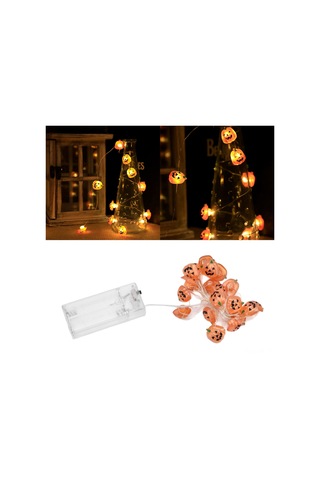 Mufunye Halloween Korkunç Balkabağı Şekilli Işıklı Zincir, 2m 20 Led, İç/ Dış Mekan Partisi Dekorasyonu, Pilli Kutu Piller Dahil Değil Diğer