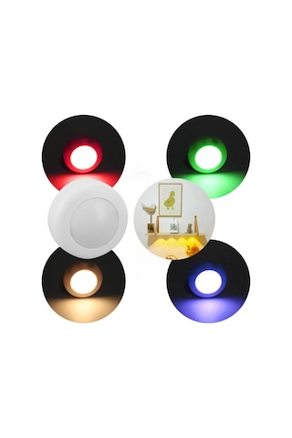 Ayt Powermaster Pm-26973 Rgb Renkli Gün Işığı Led Raf Duvar Aydınlatma Lamba 3xaaa Pil İle Çalışır Tekli Gece Lambası Renkli