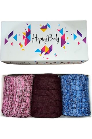 Happy Body ART.37268 Kadın 3 Çift Kalın Ribanalı Bot Çorap Çok Renkli