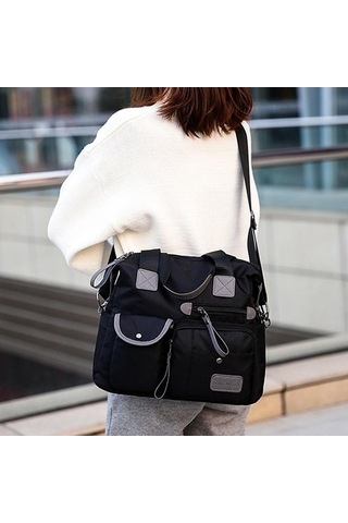 Ganzhoushop Tote Su Oxford Omuz Mumya Moda Kapasiteli Kanvas Günlük Geçirmez Çantası Çantası Çanta Çanta Büyük Black Bayan Ph Siyah