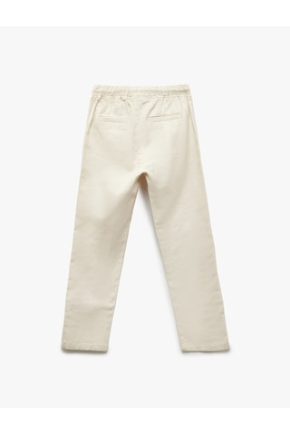 Koton Beli Bağcıklı Keten Karışımlı Basic Pantolon Bej 5skb40007tw Ekru