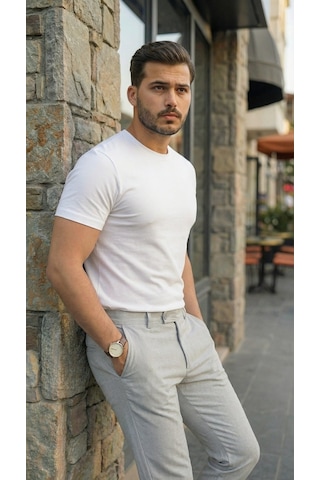 Modi Erkek Slim Fit Dilli Kumaş Pantolon Gri