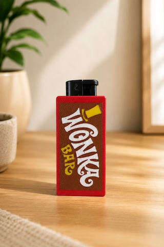 4'lü Wonka Çikolata Bar Temalı 3d Baskı Çakmak Kılıfı, Dekoratif Çakmak Kabı Kırmızı