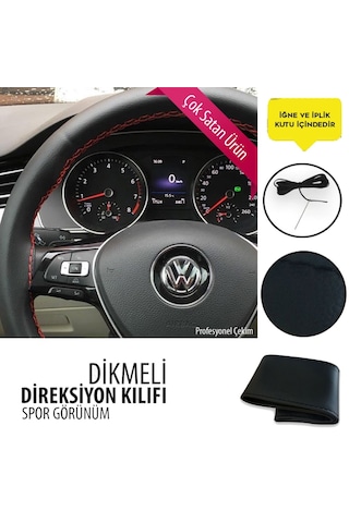 Dikmeli Direksiyon Kılıfı Siyah Beyaz Kırmızı Gri Bej Dikişli