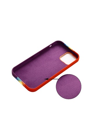 Smcase iPhone 14 Kılıf Gökkuşağı Desenli Lansman Silikon