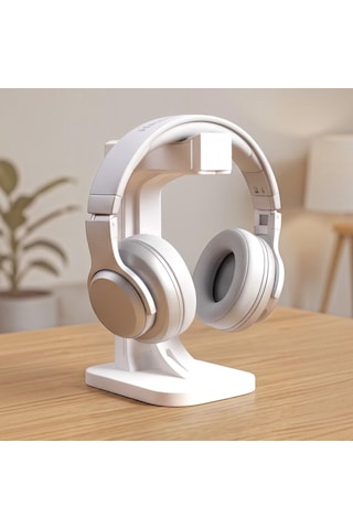Happy3dworld Geometrik Kulaklık Standı, 3d Baskı Mat Beyaz Minimalist Masaüstü Düzenleyici